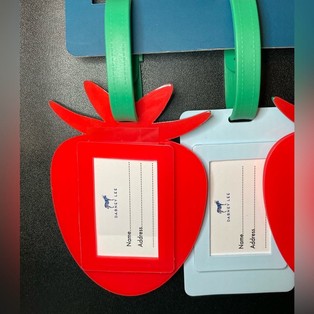 Strawberry Luggage Tag Set - Red and Green and Blue - Picture 3 of 3